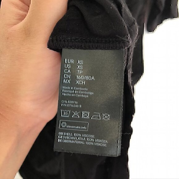 H&M BASICS Solid Black Short Sleeve Crew Neck 100% Viscose Mini T-Shirt Dress XS - Picture 7 of 12